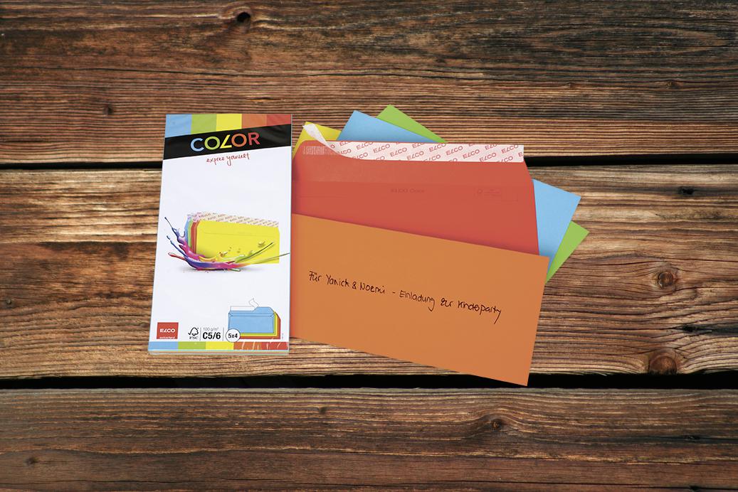 Briefhüllen C6/5 114x229 mm Haftklebend 5 Farben-Mix 100 g/qm 5x4 Stück Mindestabnahme 10 Packungen